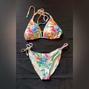 Bikini, string, tropical florals